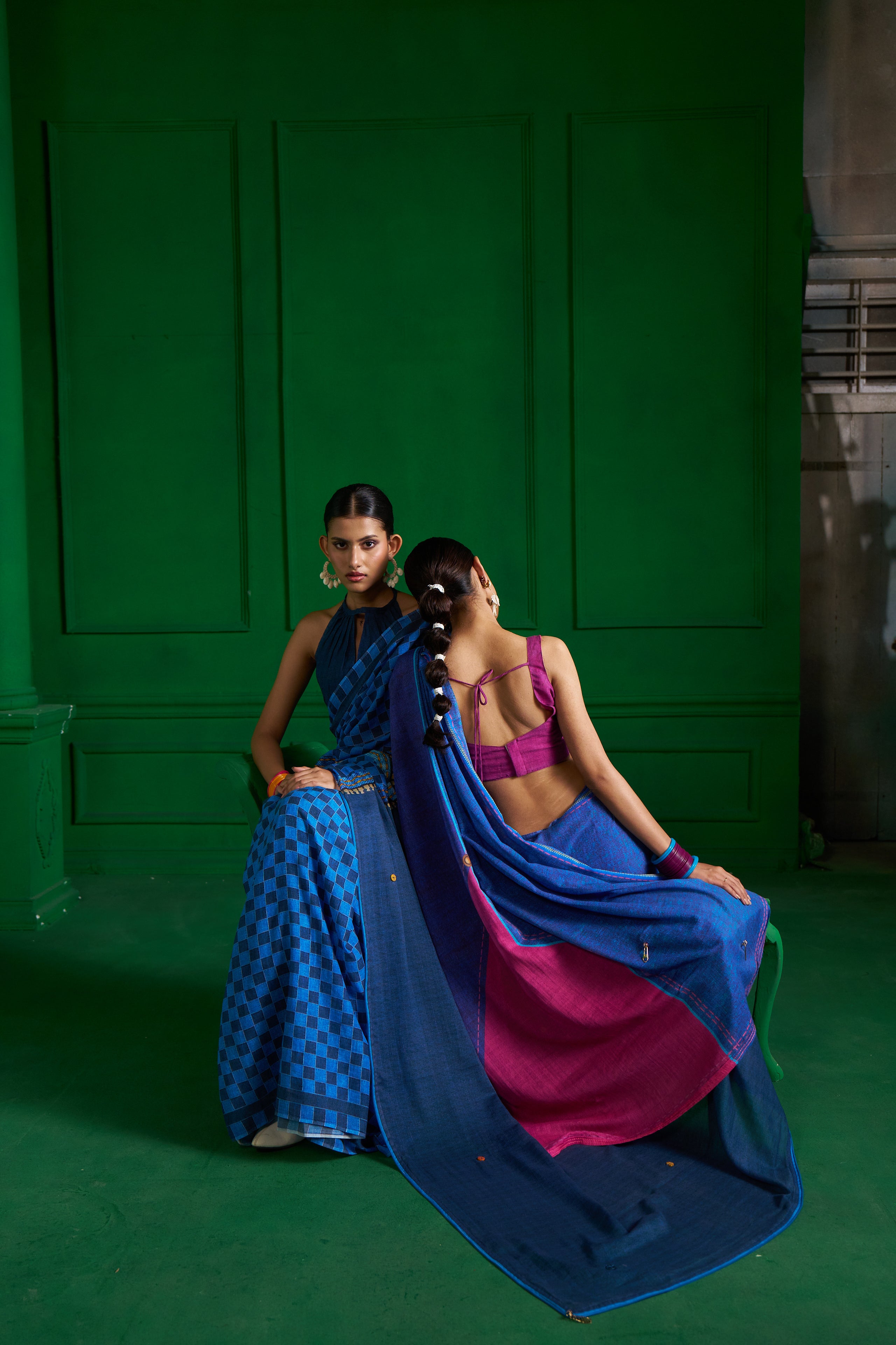 Handwoven Indigo Charm Saree – Elegant Blue Edition