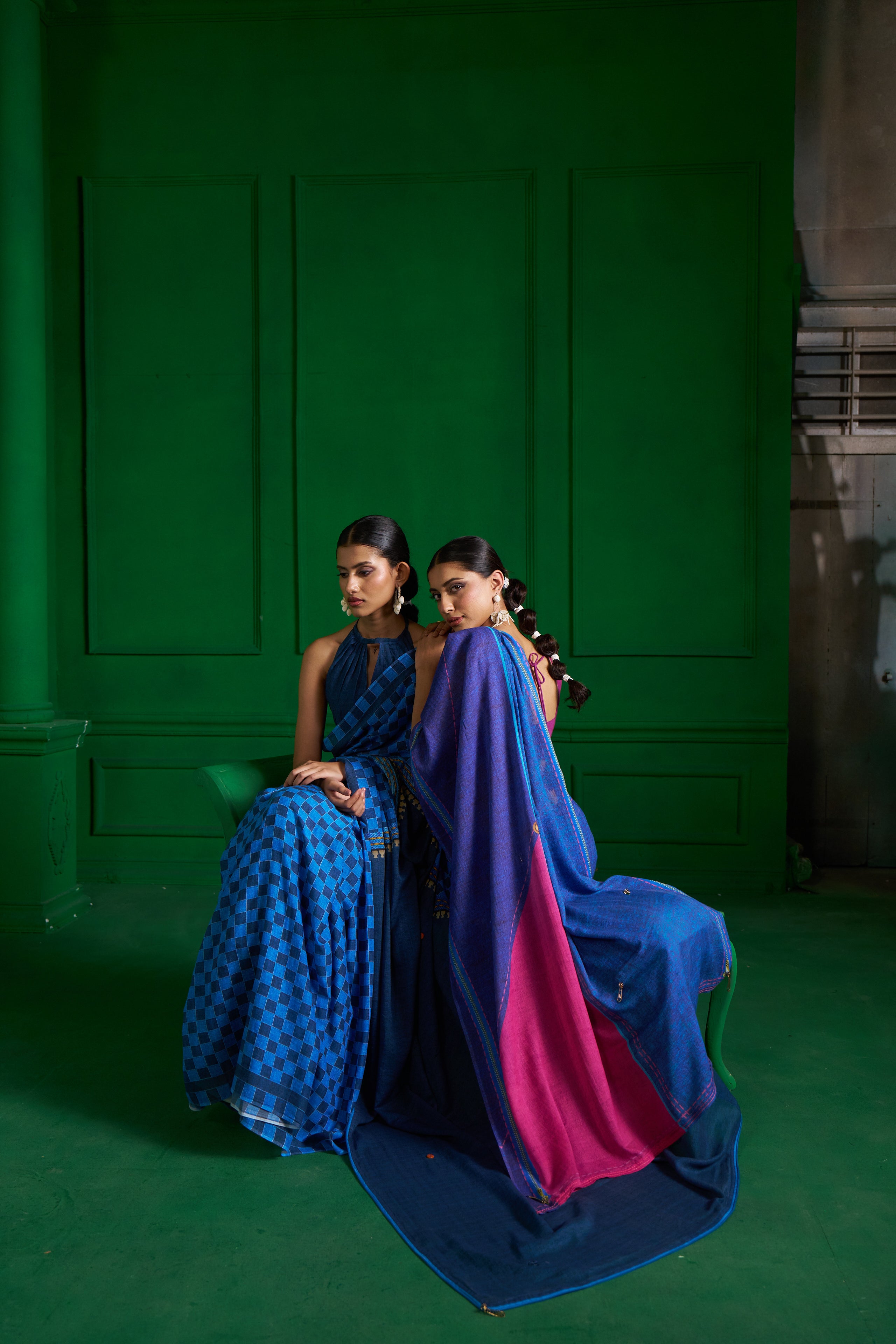 Handwoven Indigo Charm Saree – Elegant Blue Edition