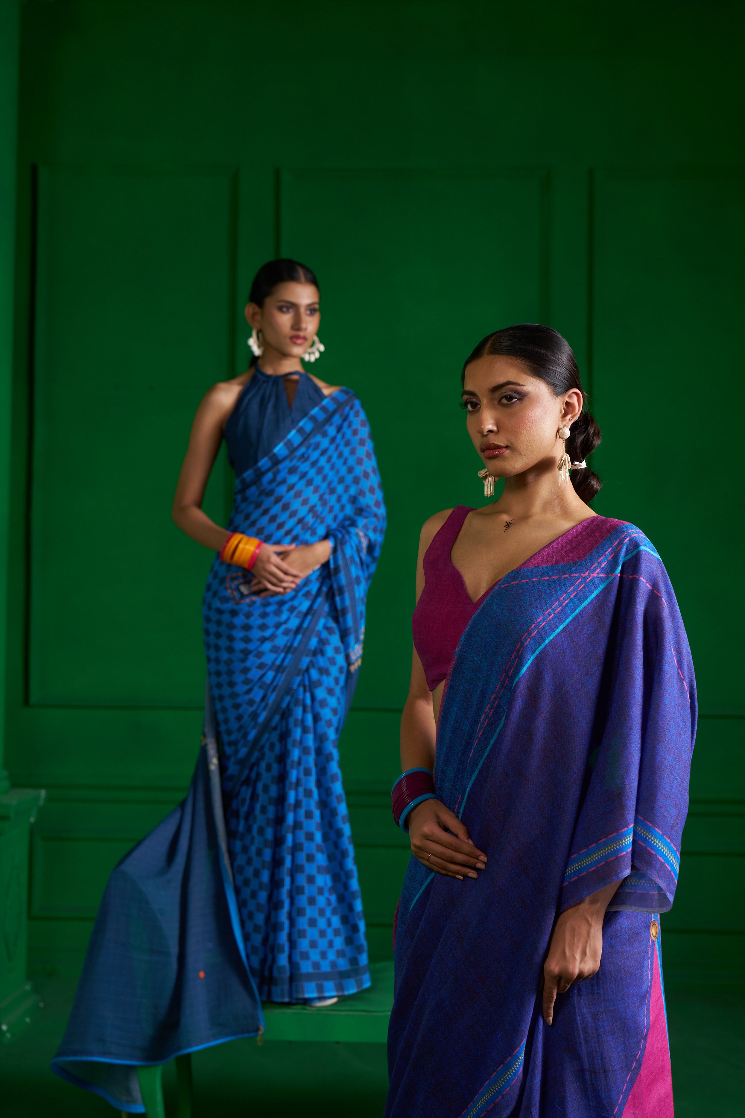 Handwoven Indigo Charm Saree – Elegant Blue Edition